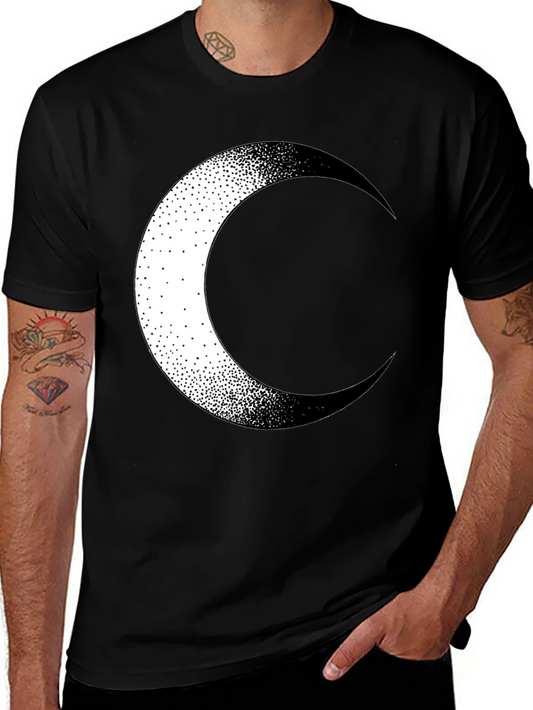 Crescent Moon Graphic Tee - Stylish Black Cotton T-Shirt