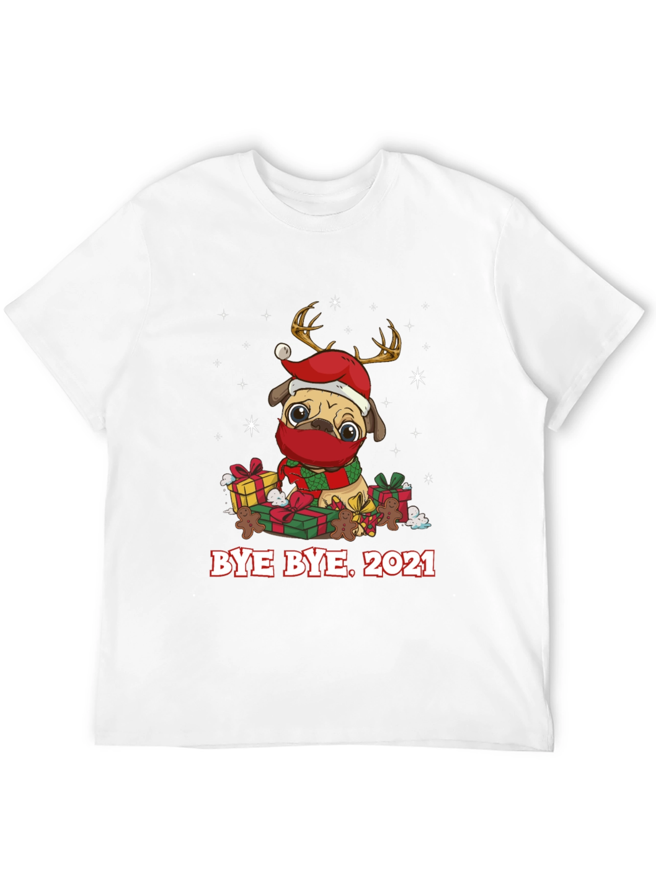 Bye Bye 2021 Pug Christmas Graphic Tee
