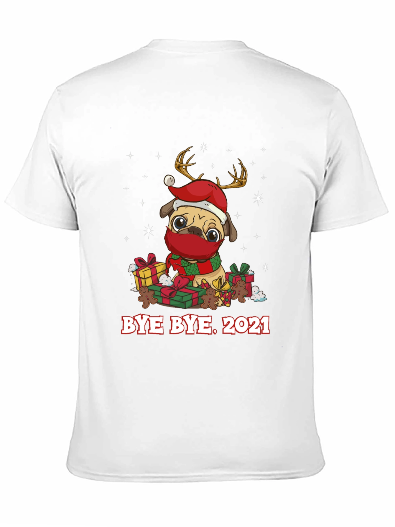Bye Bye 2021 Pug Christmas Graphic Tee