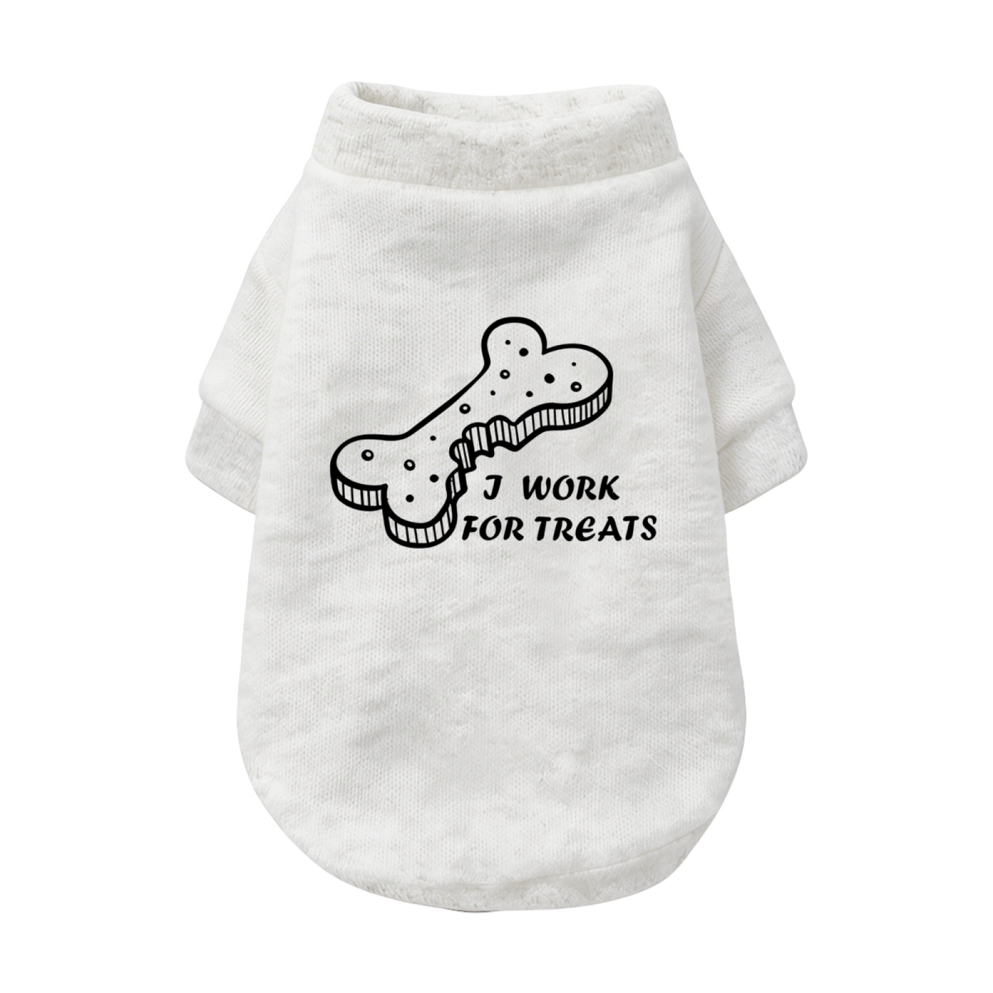 I Work For Treats Bone Print Pet Sweater