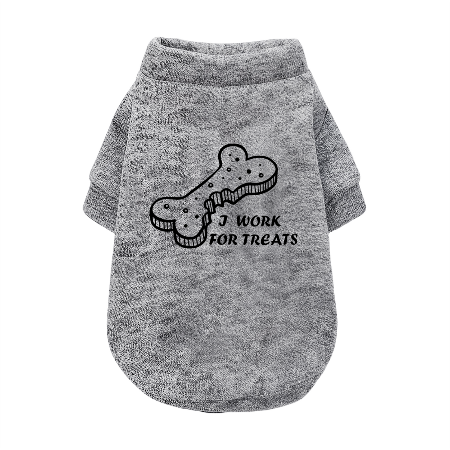 I Work For Treats Bone Print Pet Sweater