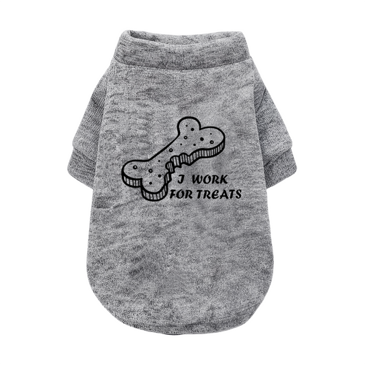I Work For Treats Bone Print Pet Sweater
