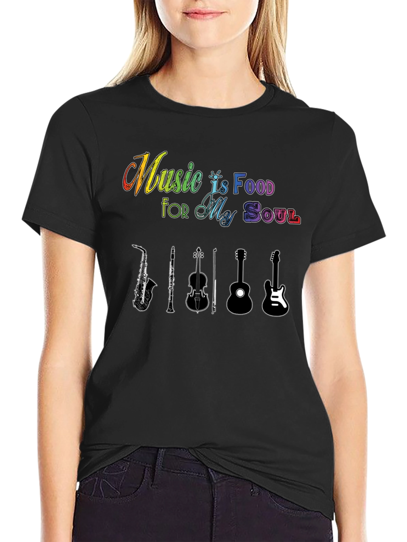Music Is Food For My Soul Black T-Shirt