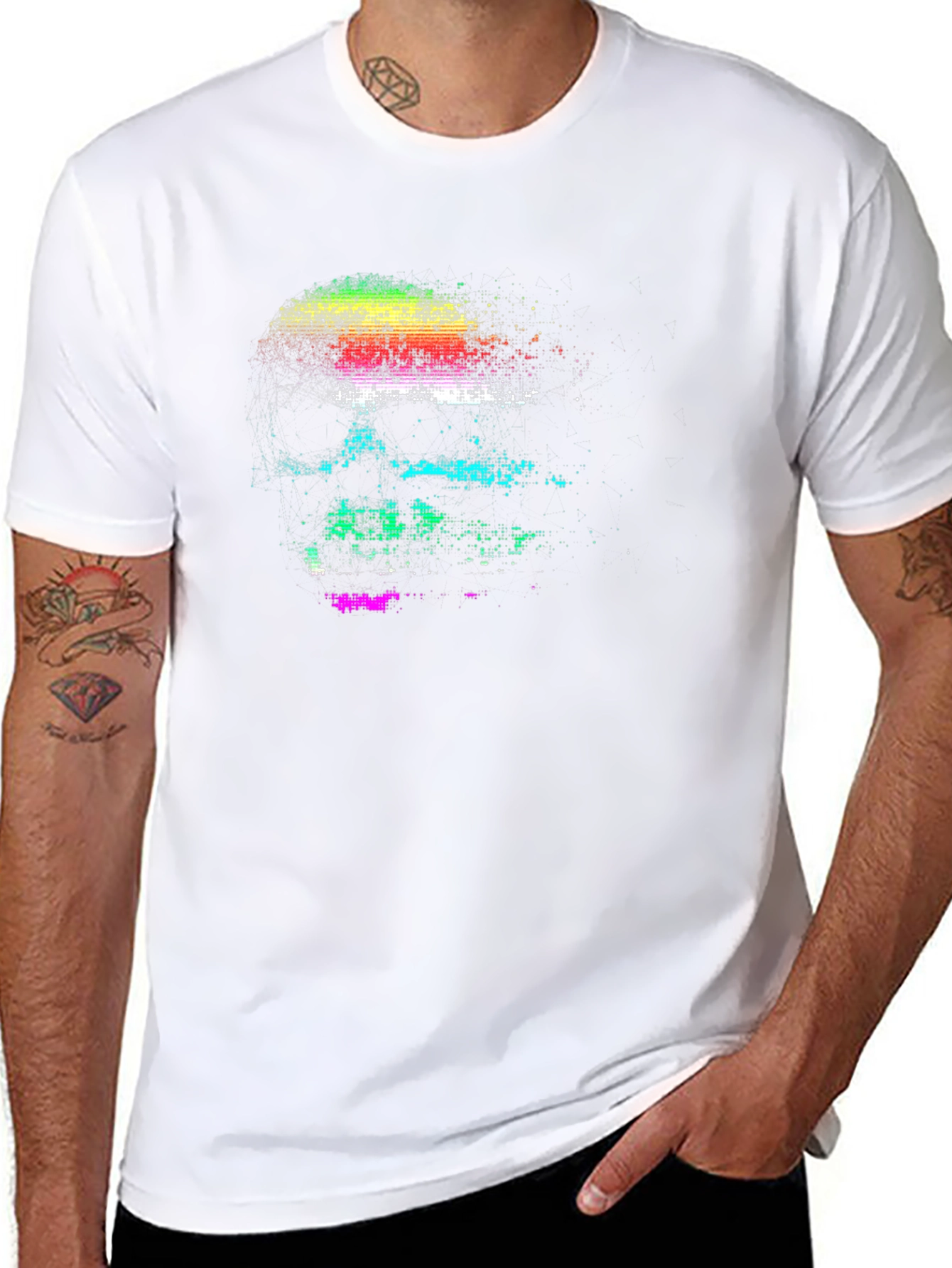 Pixelated Skull Graphic Tee - Black T-Shirt