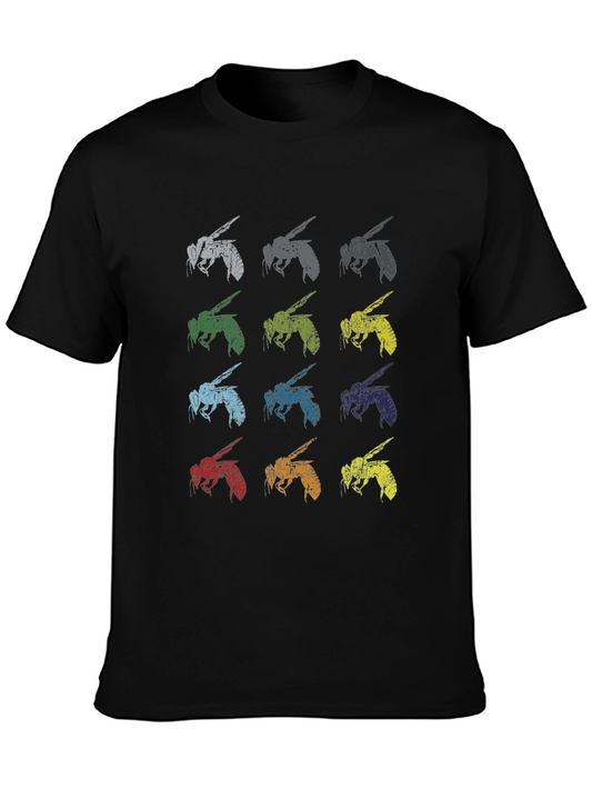 Colorful Bee Graphic T-Shirt - Unique Trendy Tee