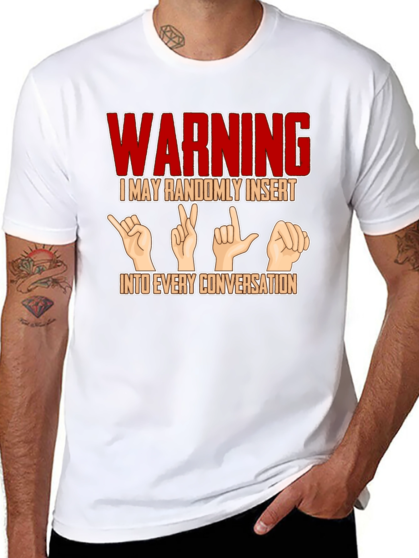 Warning Sign Language Black T-Shirt