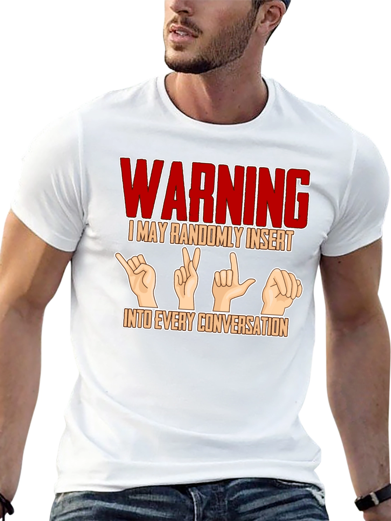 Warning Sign Language Black T-Shirt