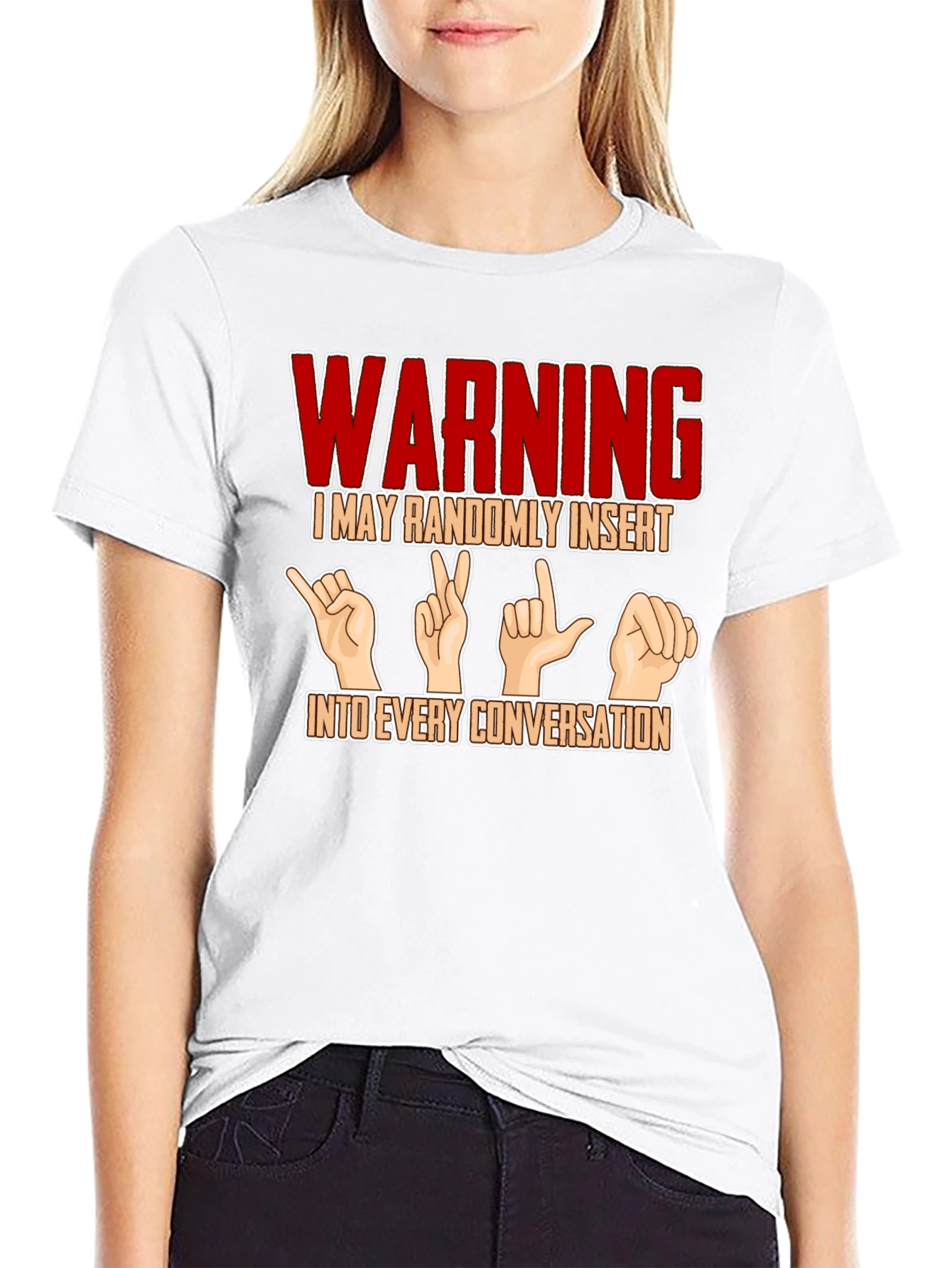 Warning Sign Language Black T-Shirt