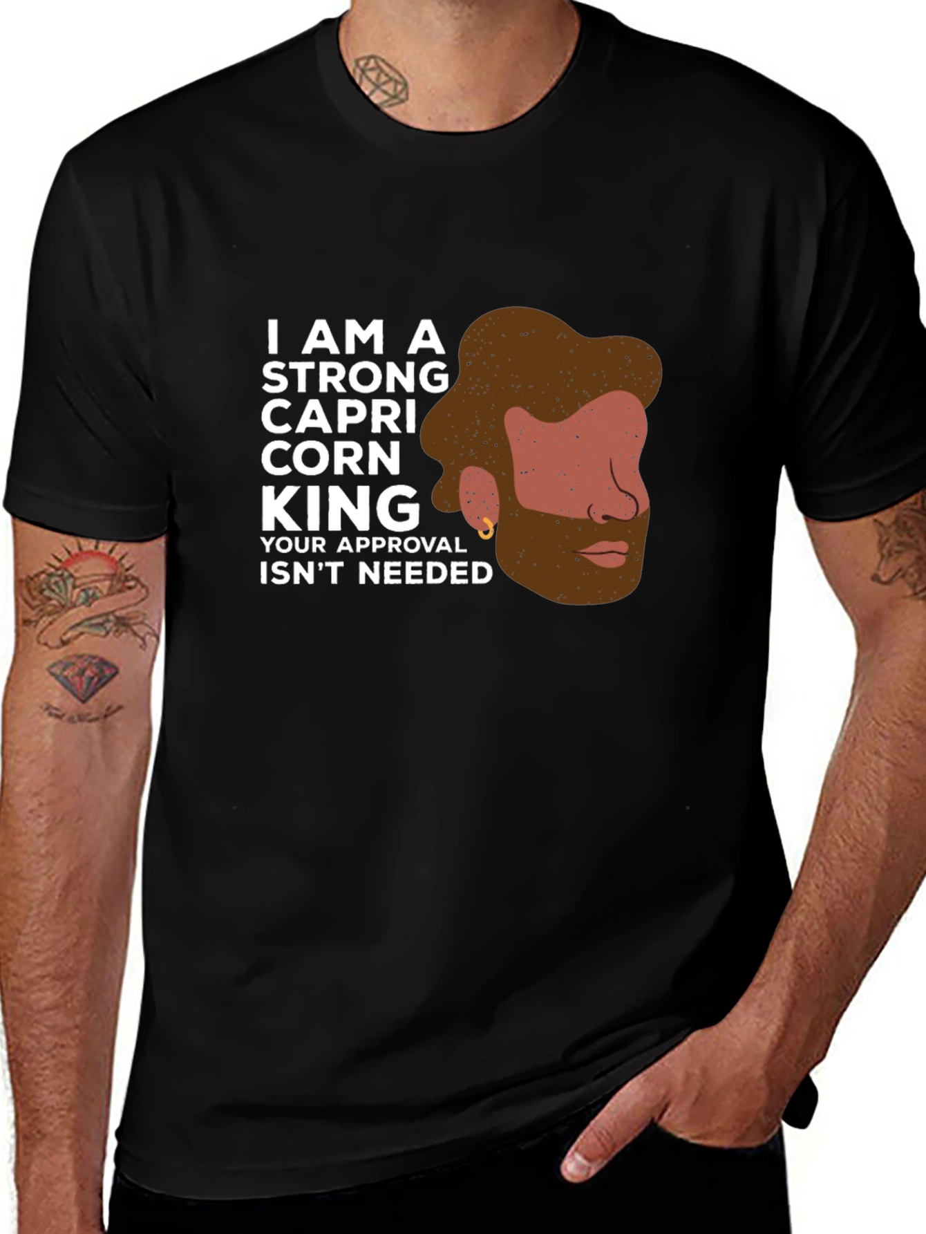Strong Capricorn King Black T-Shirt