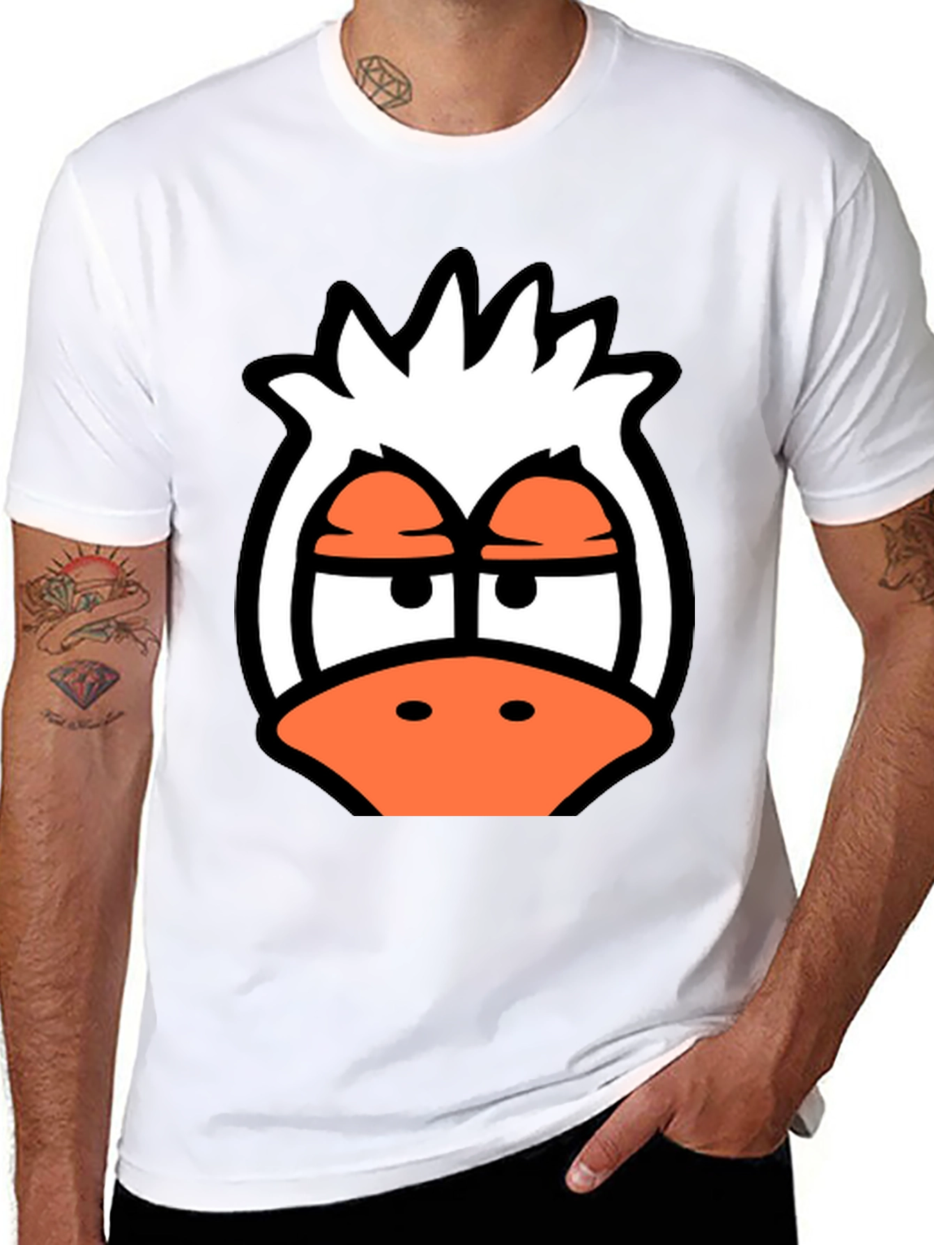 Cartoon Duck Graphic Tee - Funky Black T-Shirt