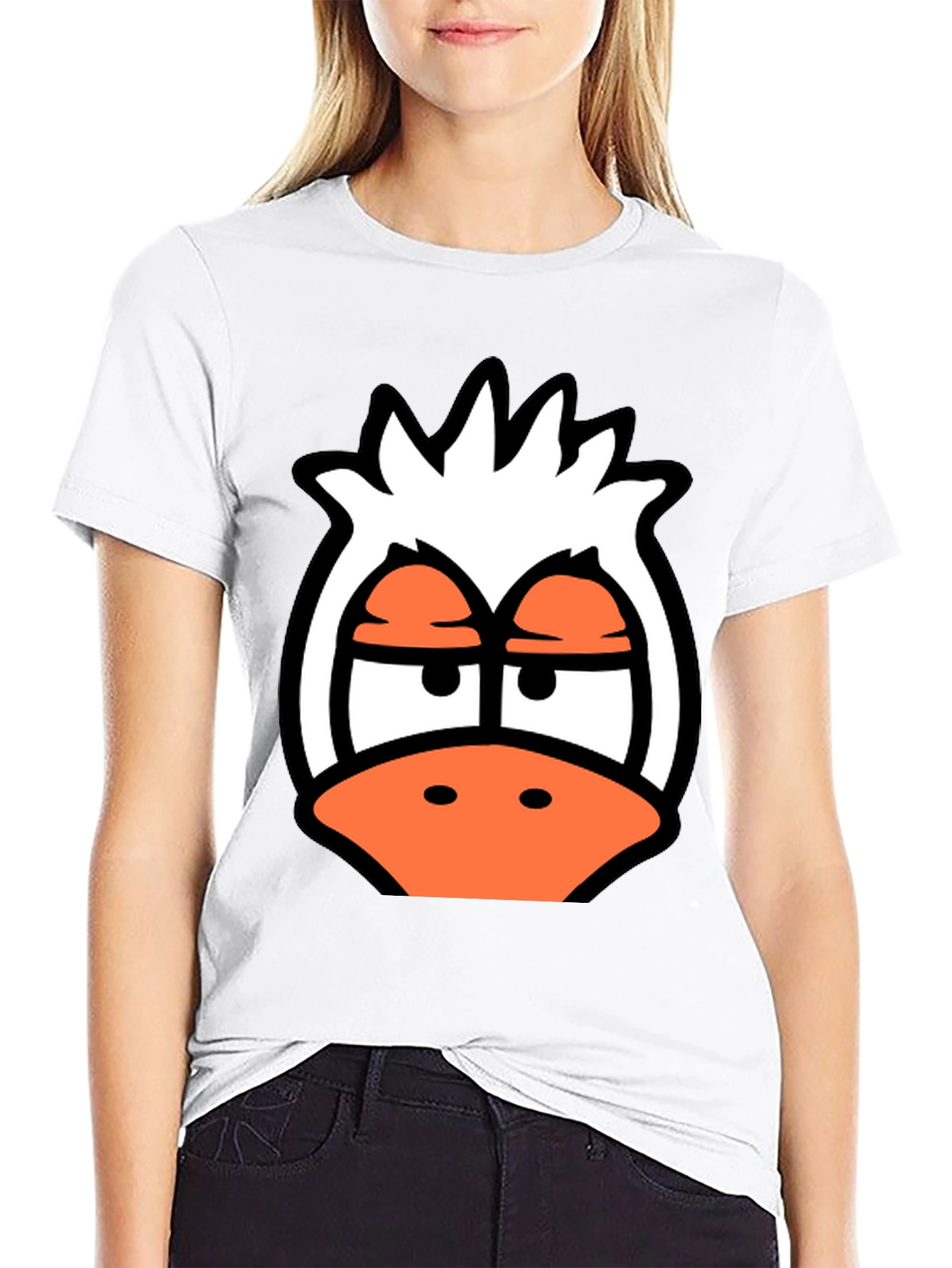 Cartoon Duck Graphic Tee - Funky Black T-Shirt