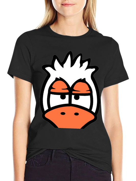Cartoon Duck Graphic Tee - Funky Black T-Shirt