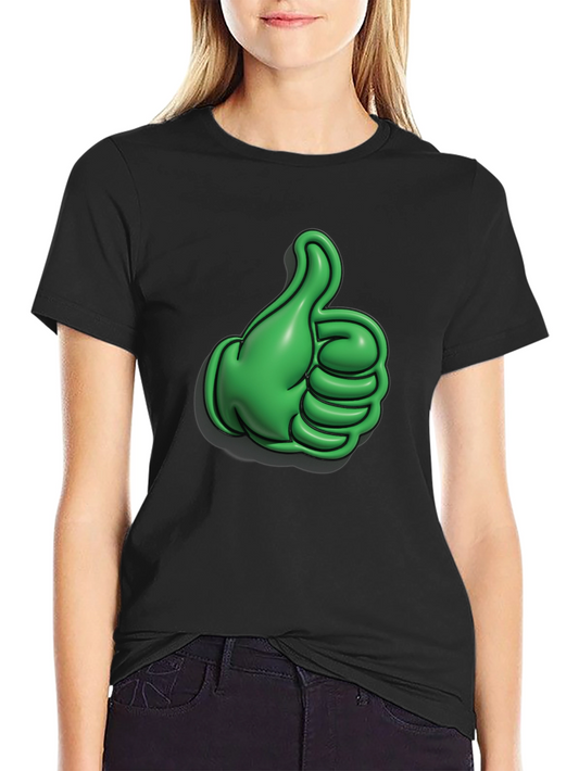 Green Thumbs Up Graphic Black T-Shirt
