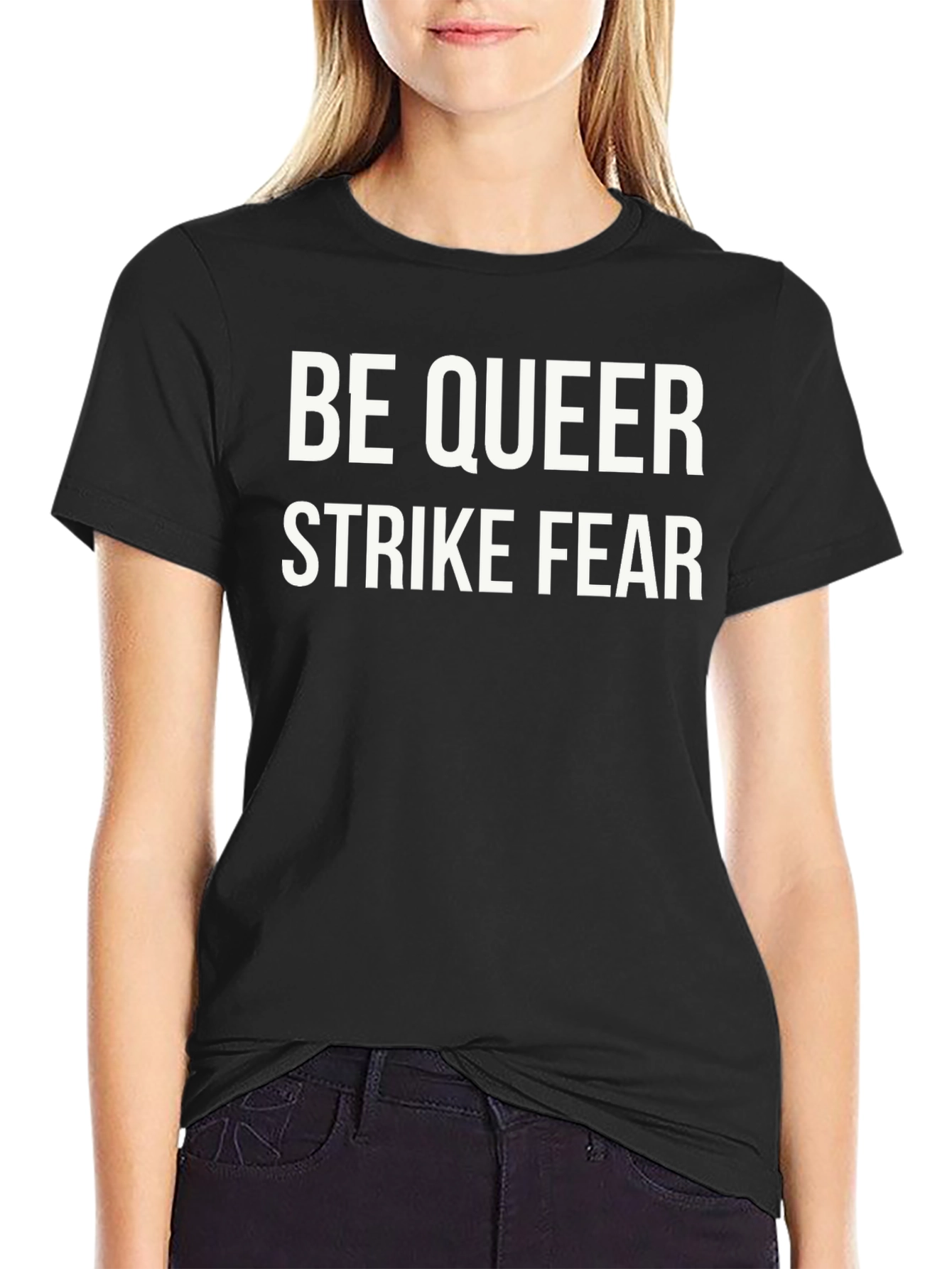 Be Queer Strike Fear T-Shirt Bold LGBTQ+ Pride Tee