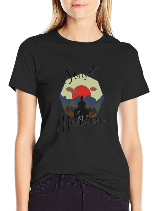 Sunset Meditation Mens Graphic Tee - Black