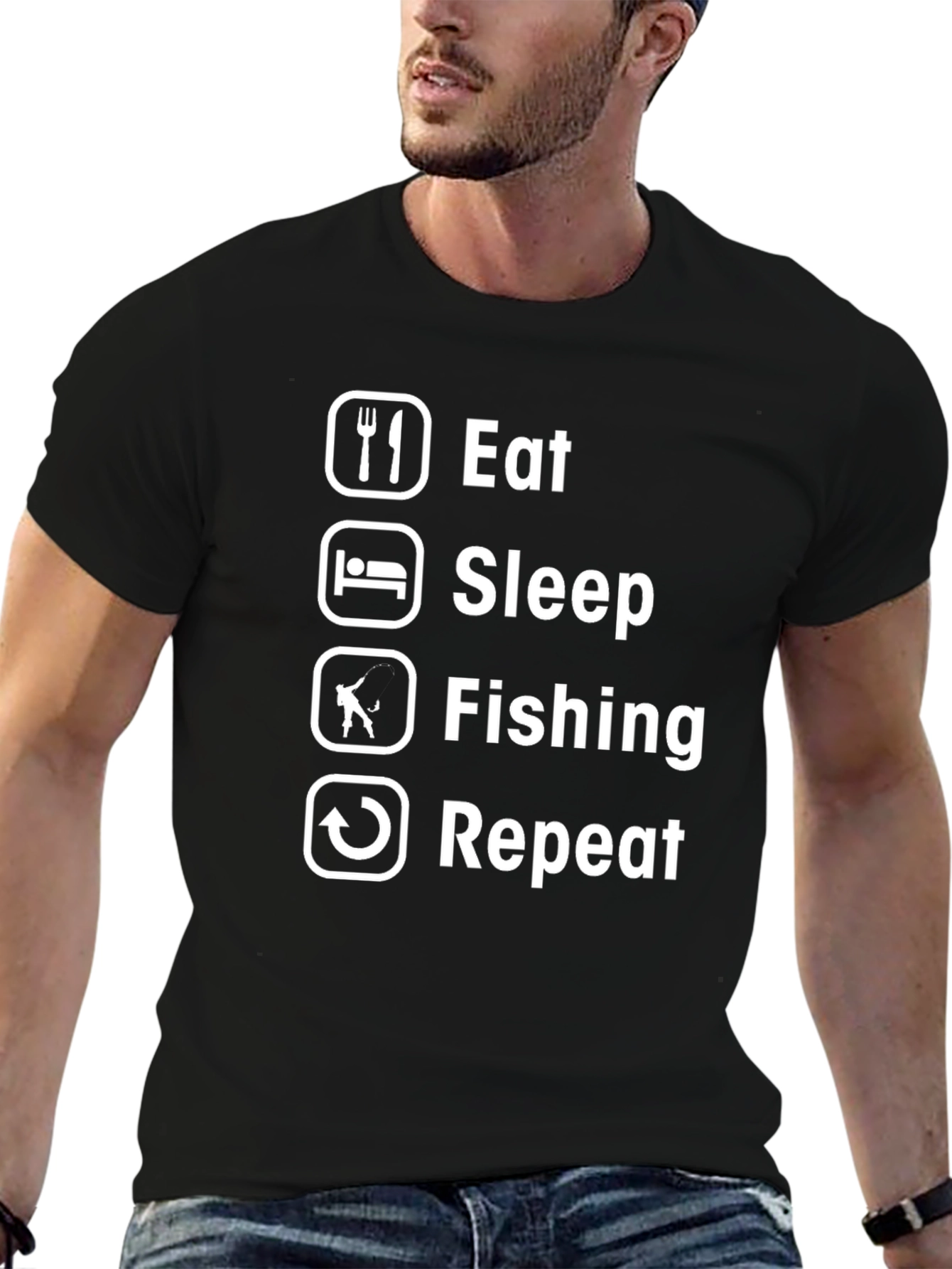 Eat Sleep Fishing Repeat Graphic Tee