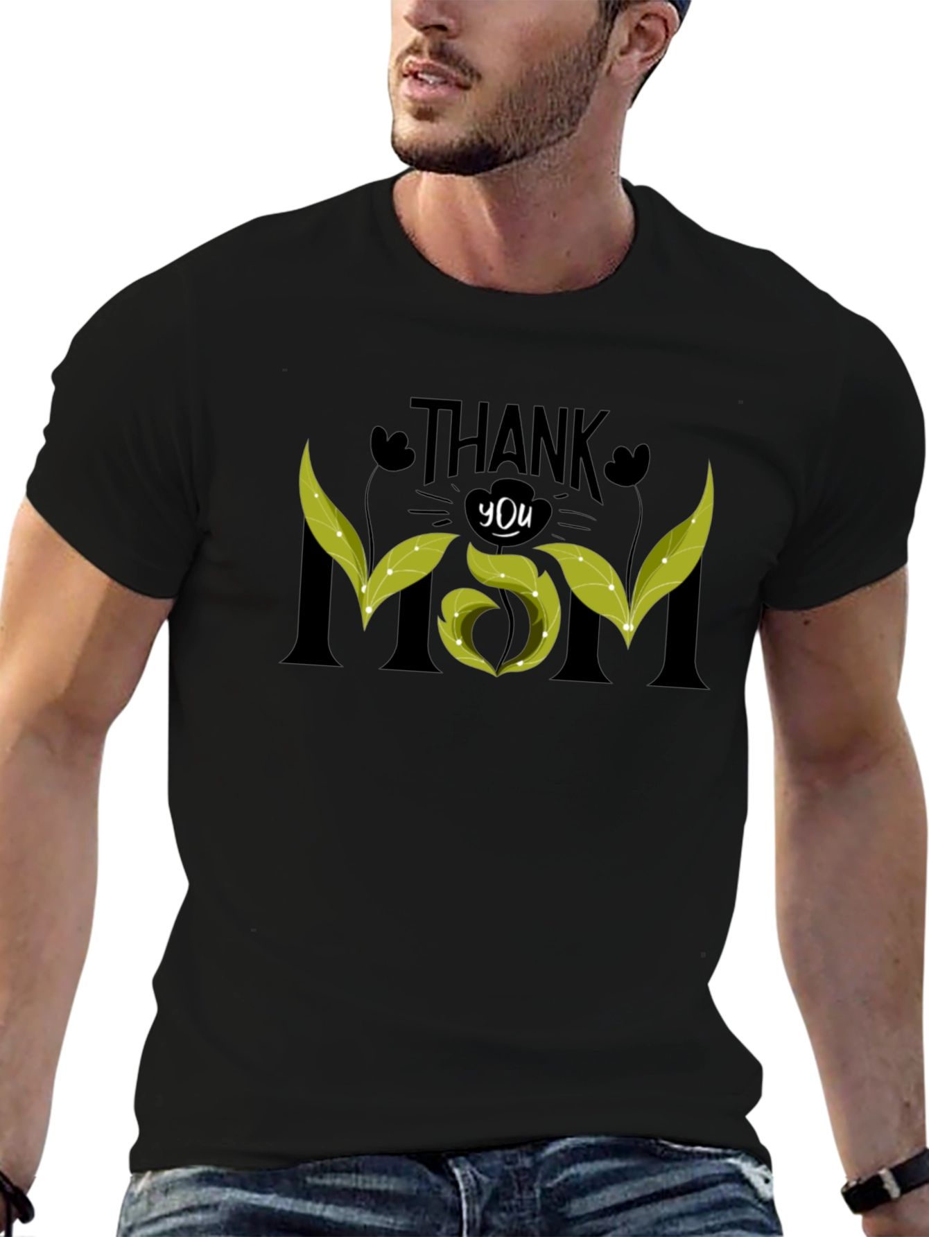 Thank You Mom Black Graphic Tee
