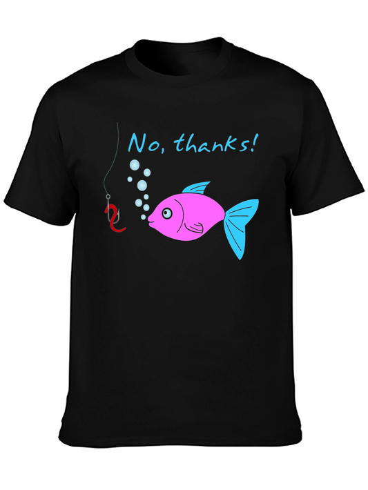 Funny No Thanks! Fish Graphic T-Shirt