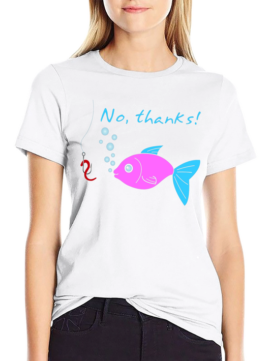 Funny No Thanks! Fish Graphic T-Shirt