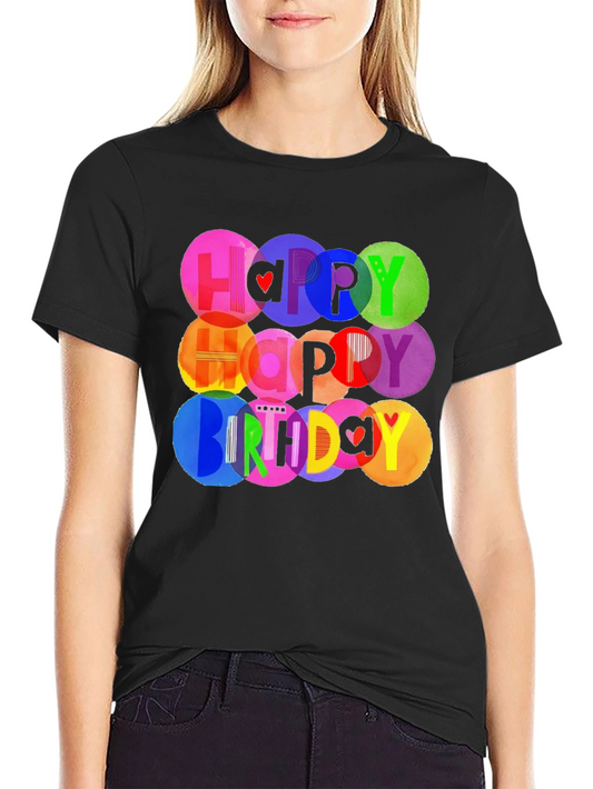 Happy Birthday Graphic Tee - Colorful Celebration Shirt