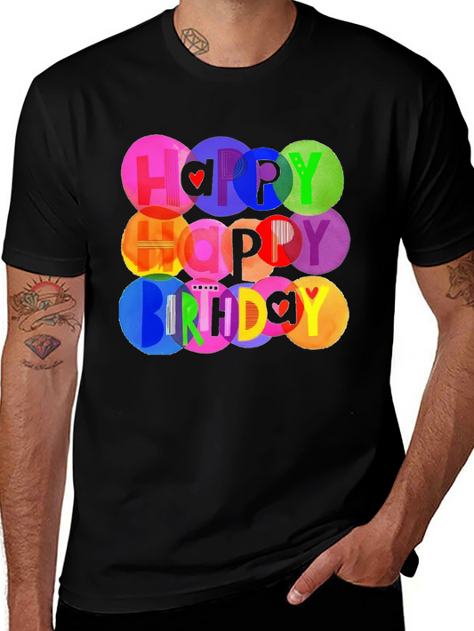 Happy Birthday Graphic Tee - Colorful Celebration Shirt