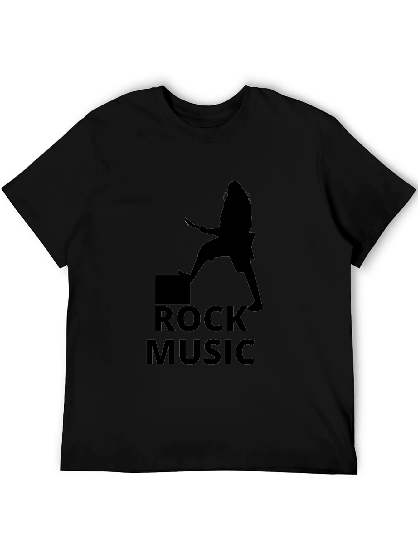 Rock Music Graphic Tee - Black Casual T-Shirt