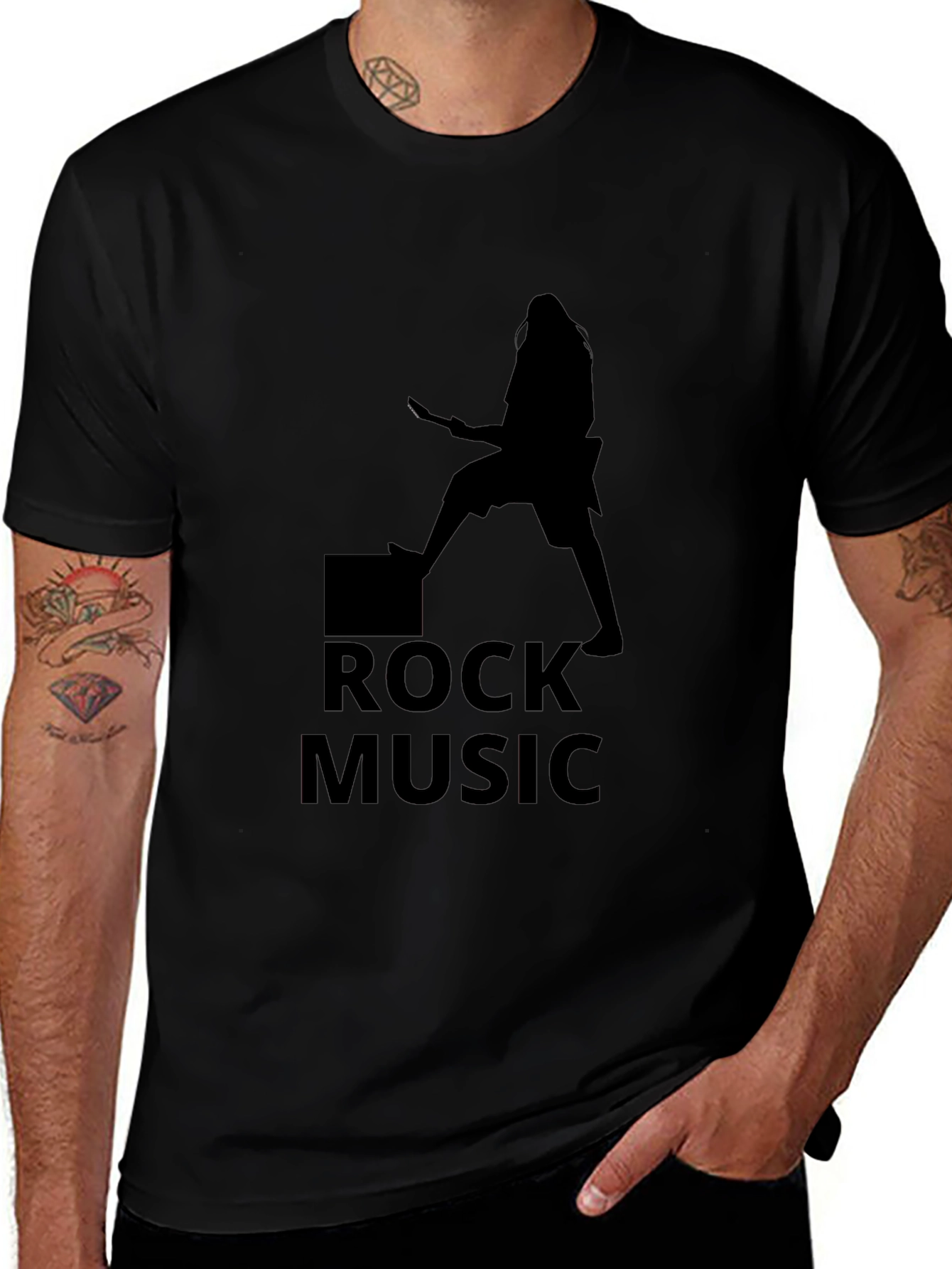 Rock Music Graphic Tee - Black Casual T-Shirt