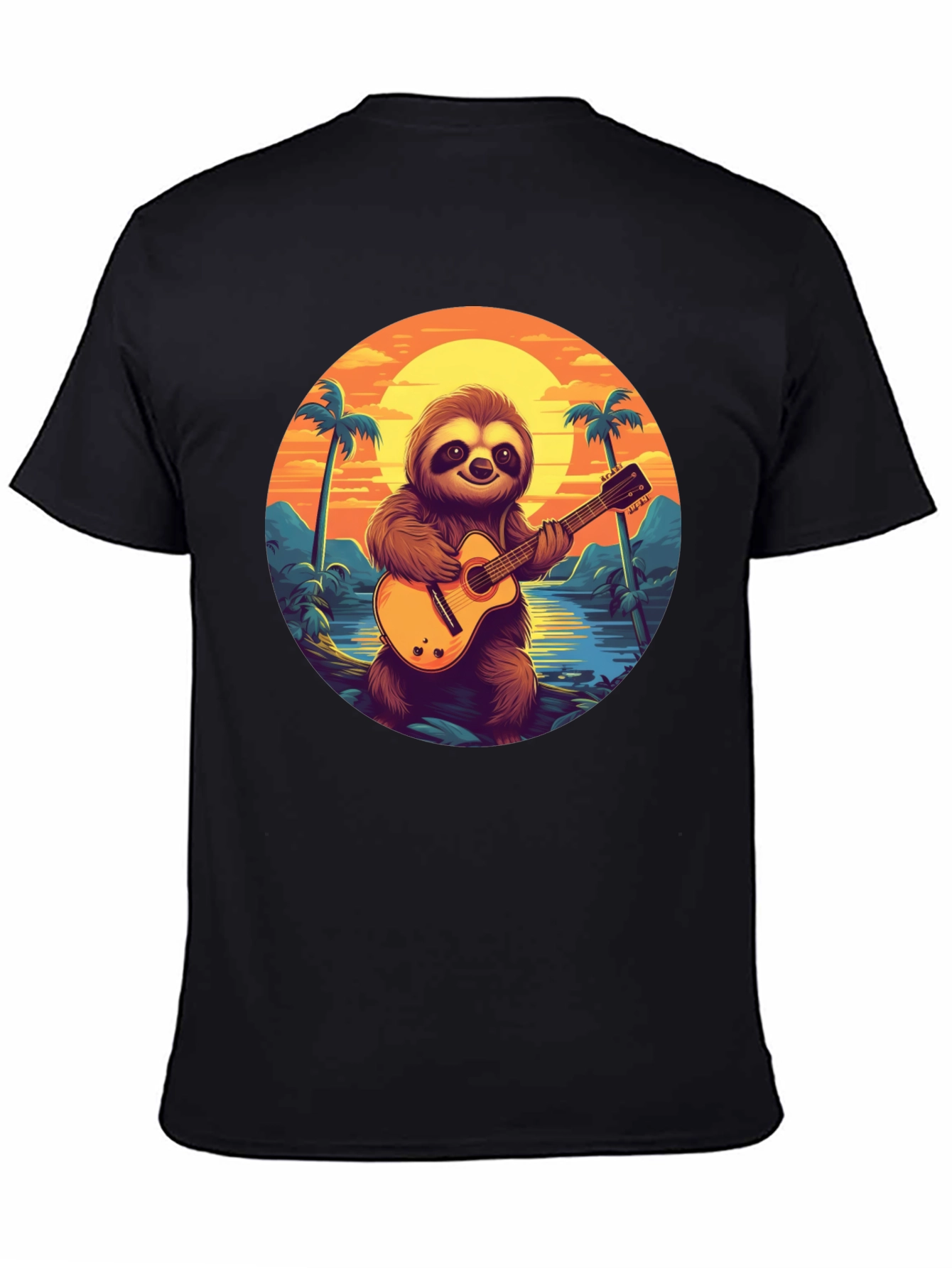 Sloth Guitarist Graphic Tee - Tropical Vibes