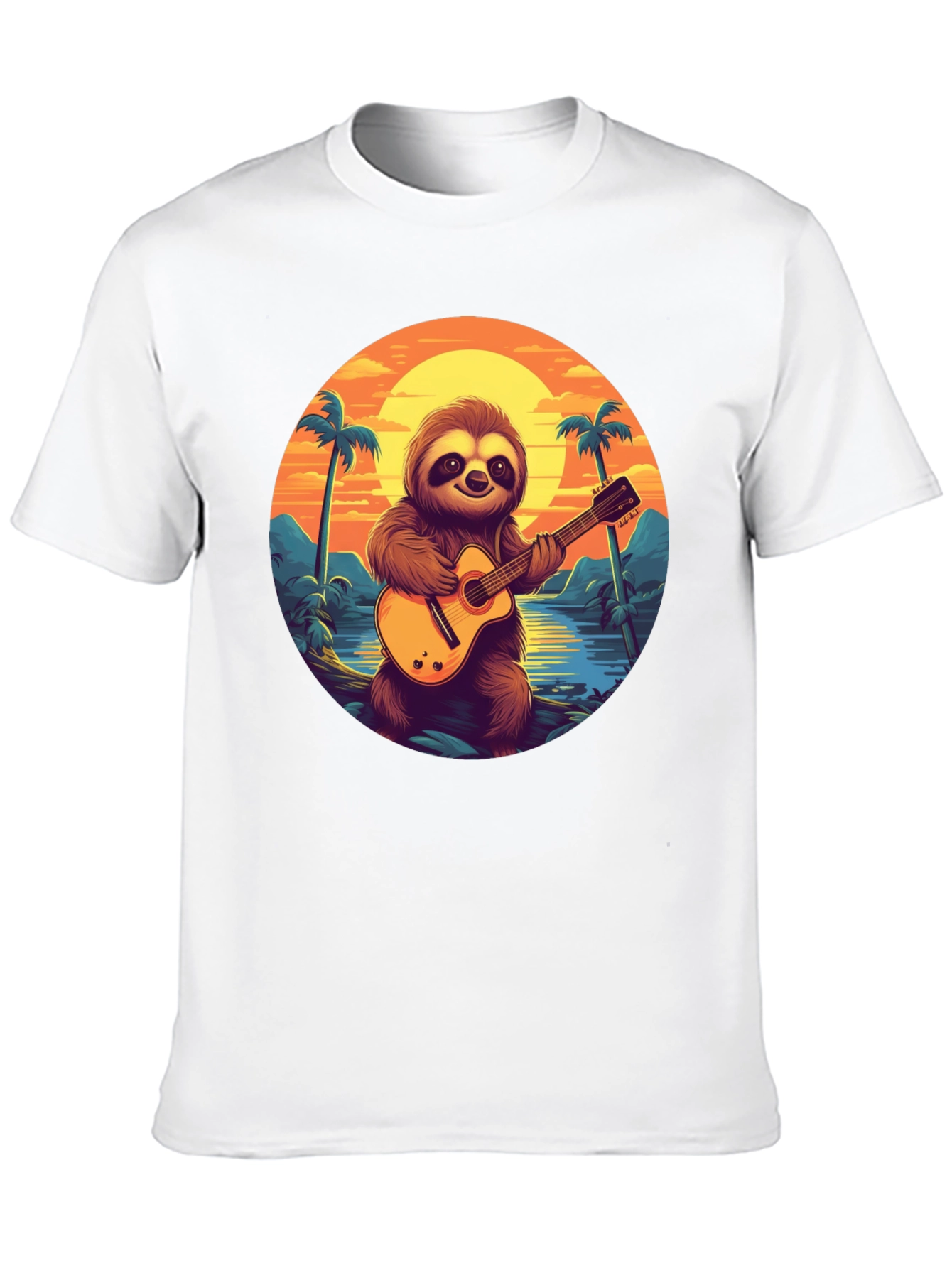 Sloth Guitarist Graphic Tee - Tropical Vibes