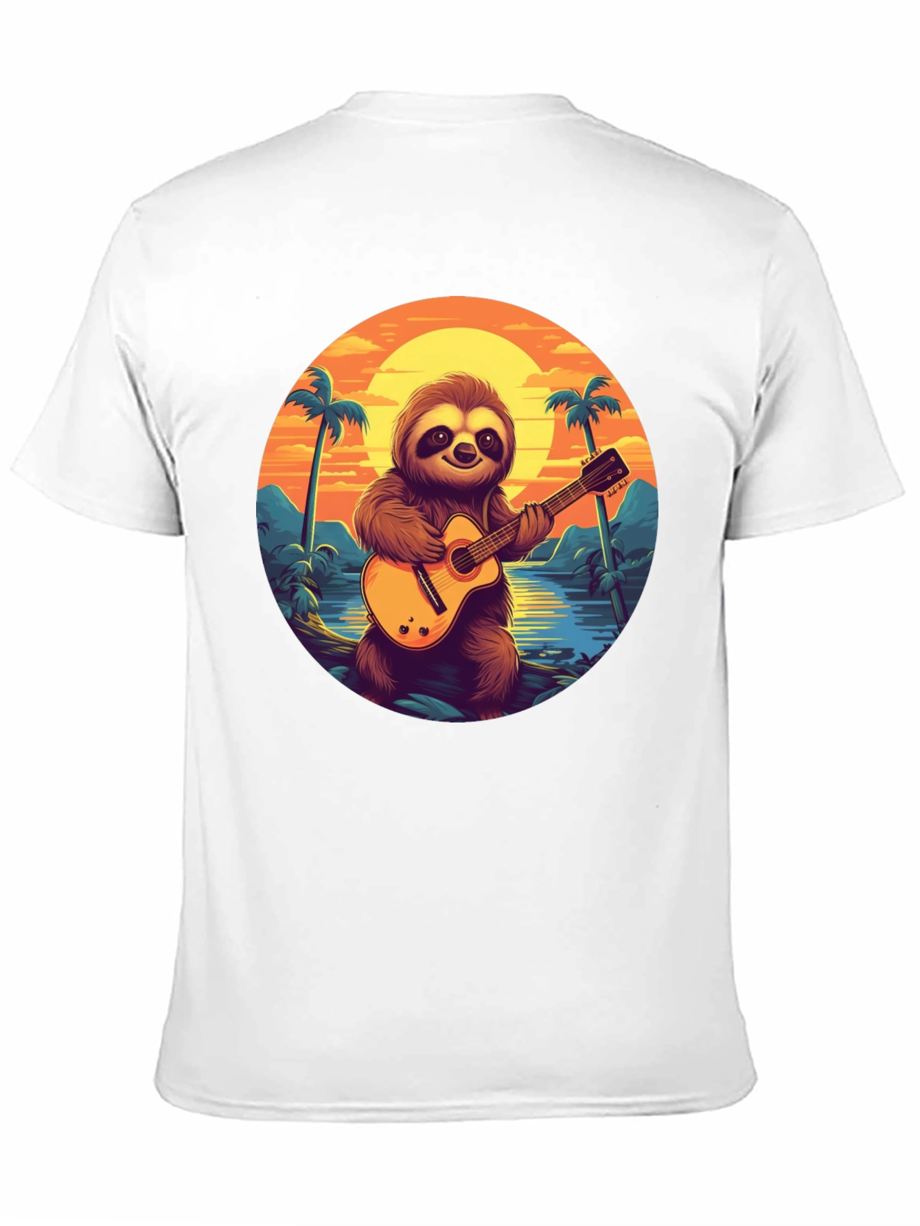 Sloth Guitarist Graphic Tee - Tropical Vibes