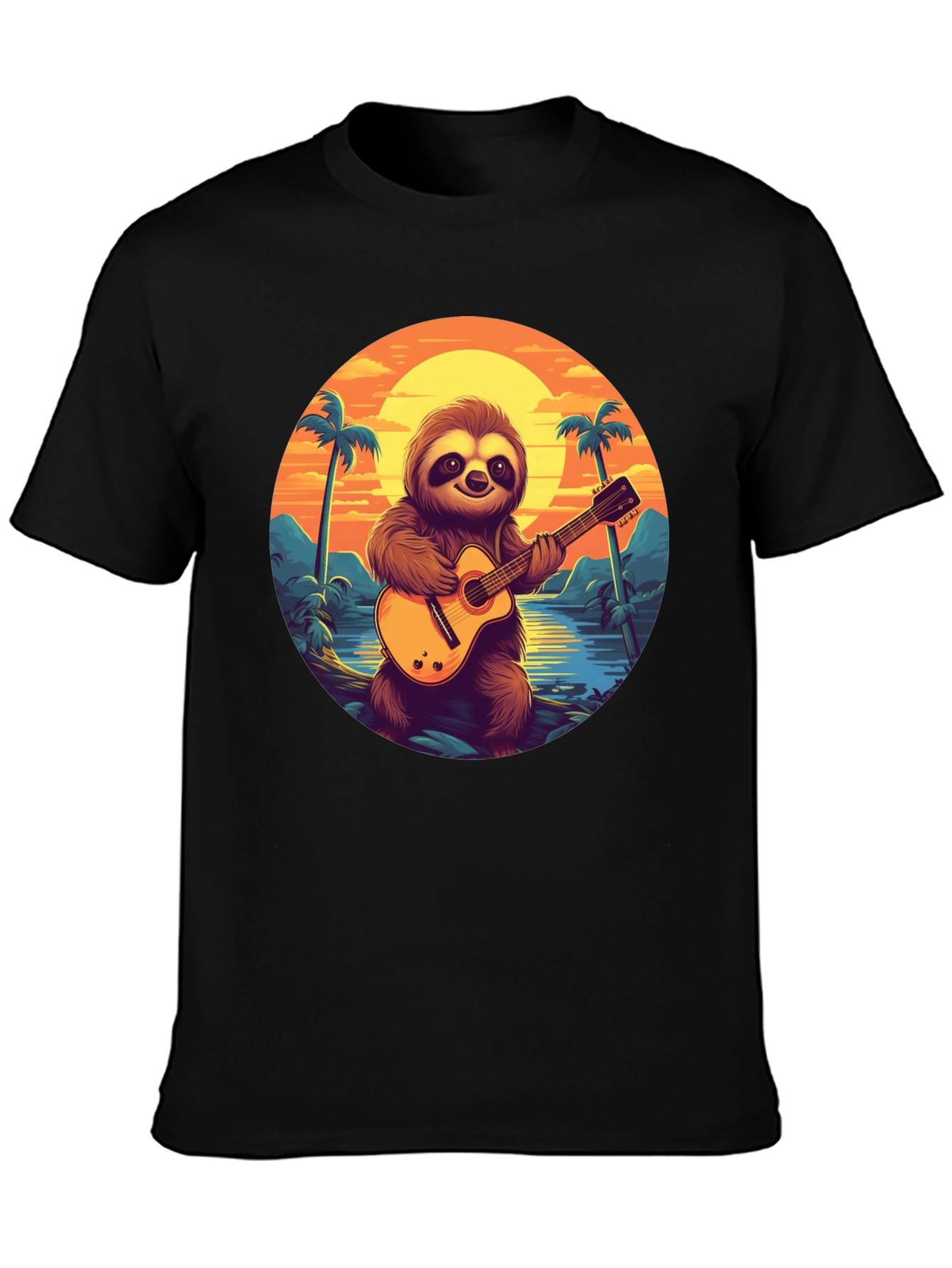 Sloth Guitarist Graphic Tee - Tropical Vibes
