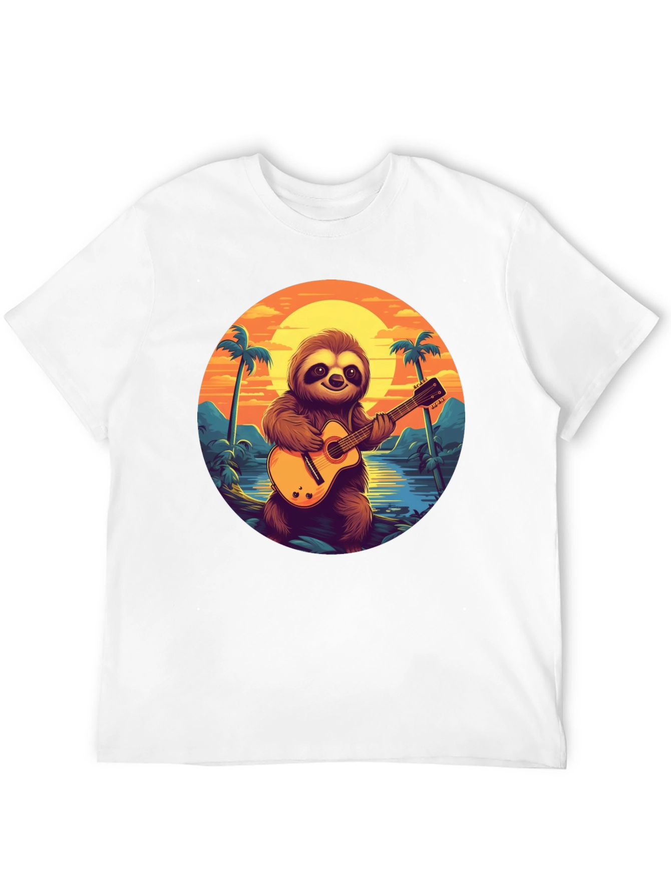 Sloth Guitarist Graphic Tee - Tropical Vibes