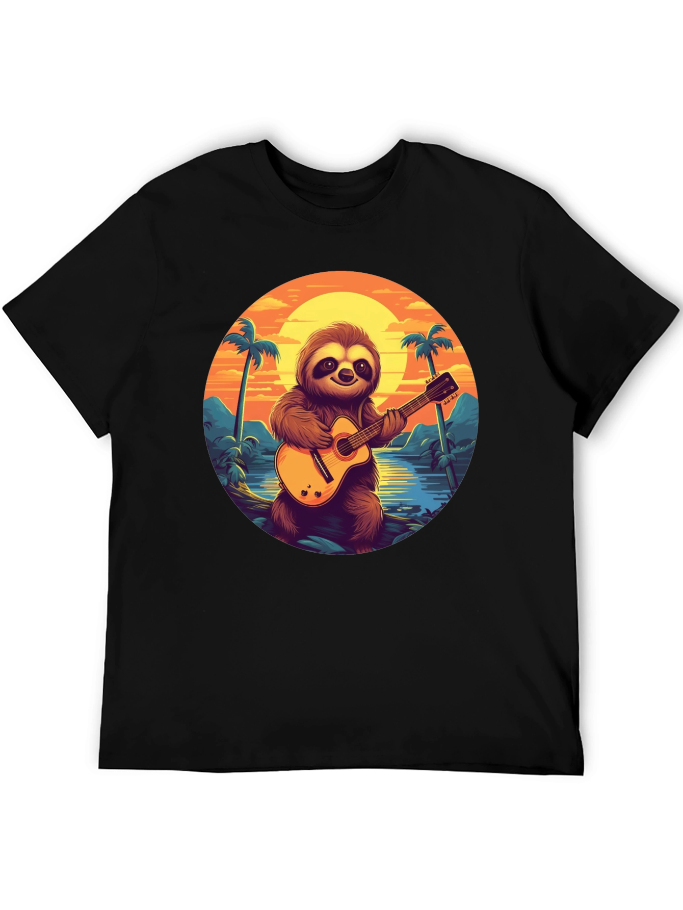 Sloth Guitarist Graphic Tee - Tropical Vibes