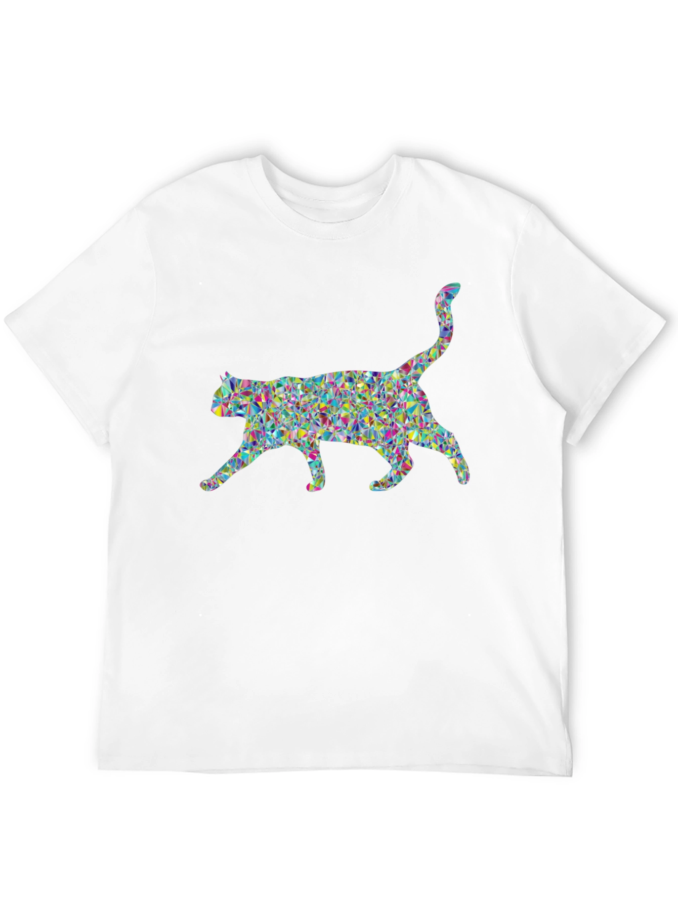 Geometric Cat Graphic Black T-Shirt
