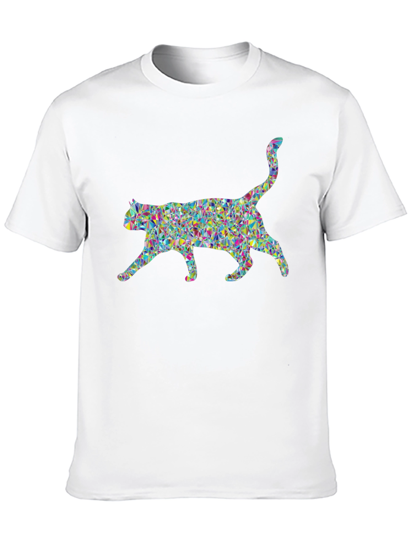 Geometric Cat Graphic Black T-Shirt