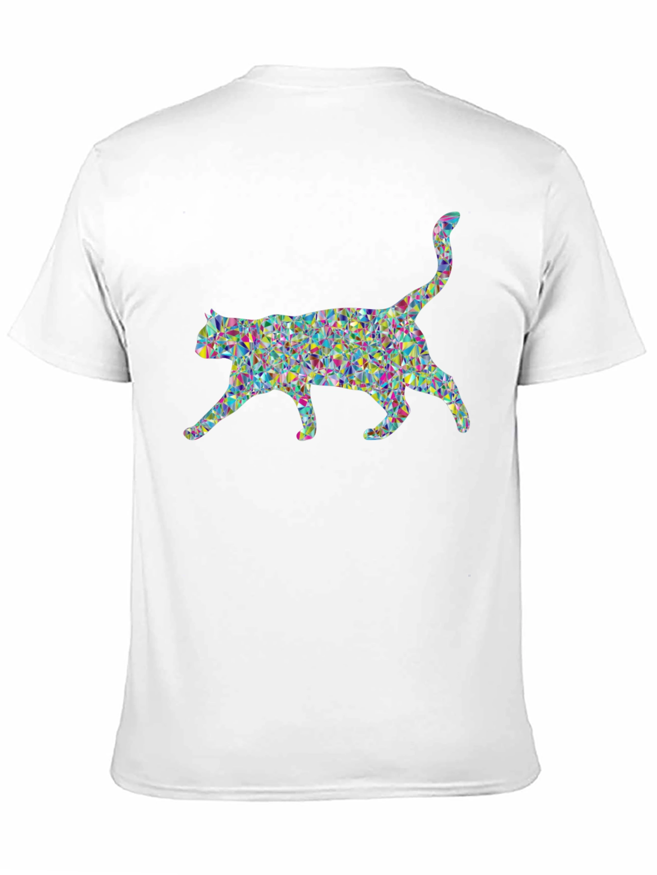 Geometric Cat Graphic Black T-Shirt