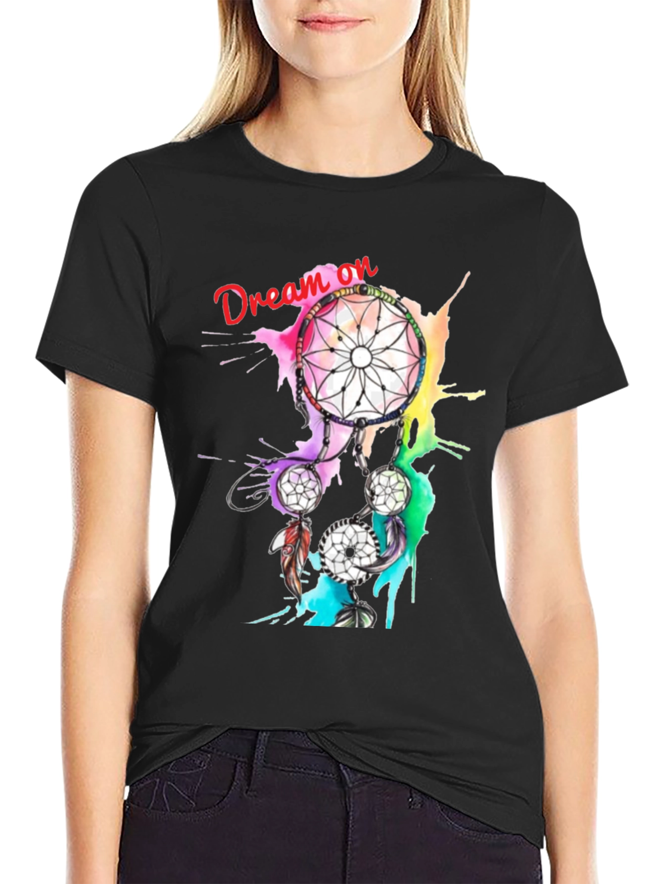 Dream On Dreamcatcher Graphic Tee - Black T-Shirt