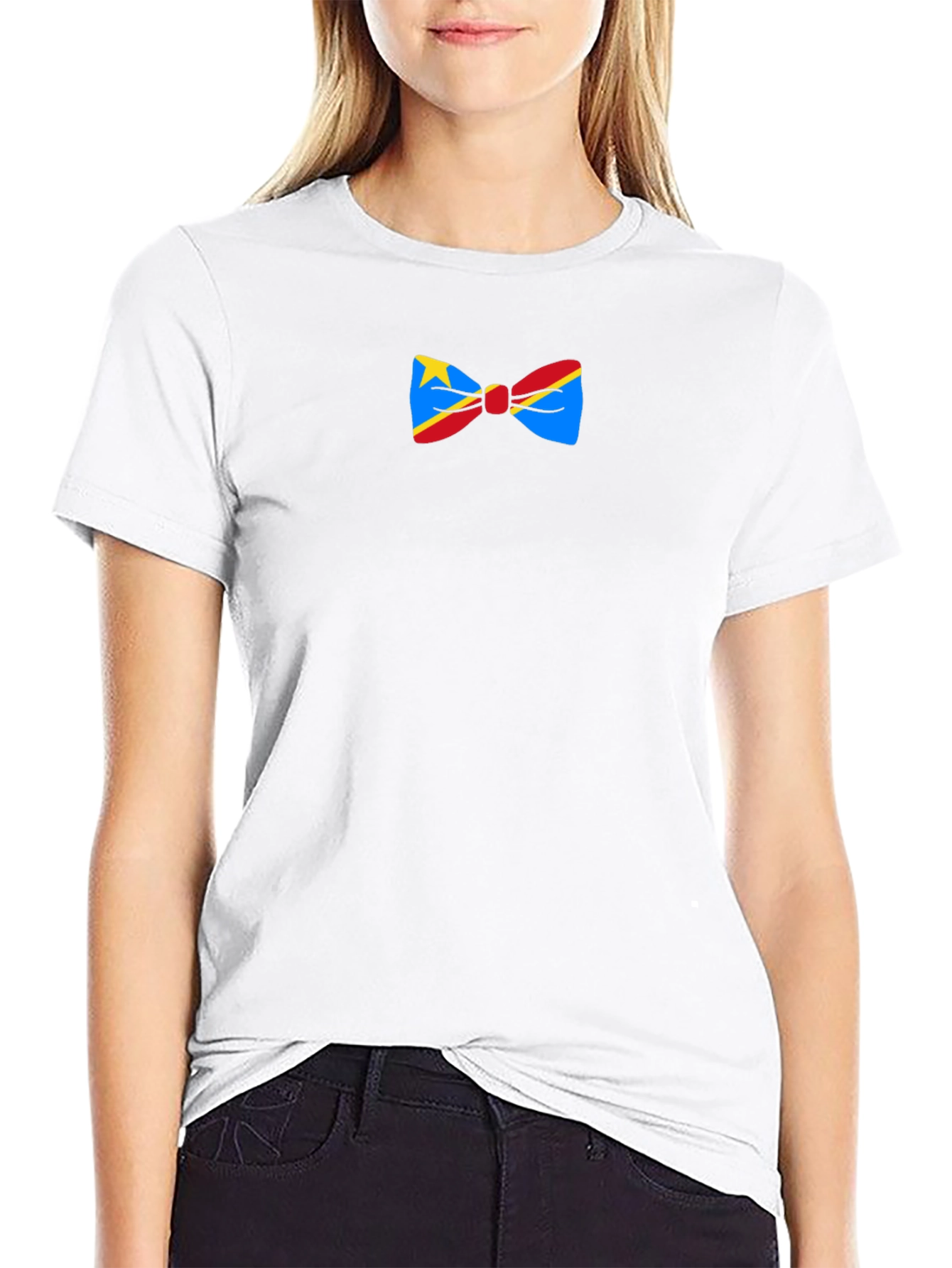 Novelty Bow Tie Graphic Black T-Shirt