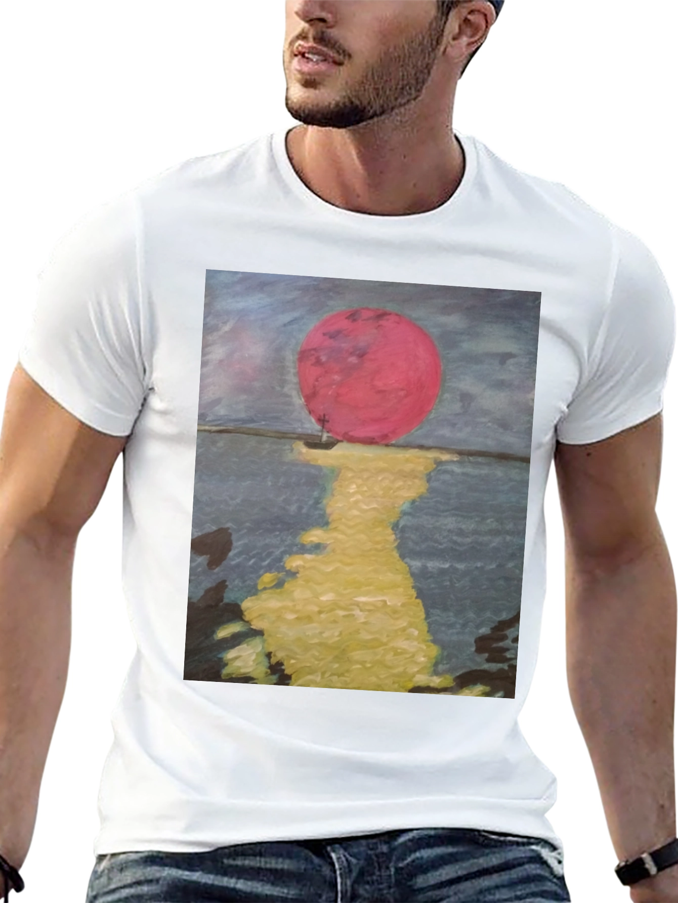 Crimson Moon Graphic Tee - Artistic Unisex T-Shirt
