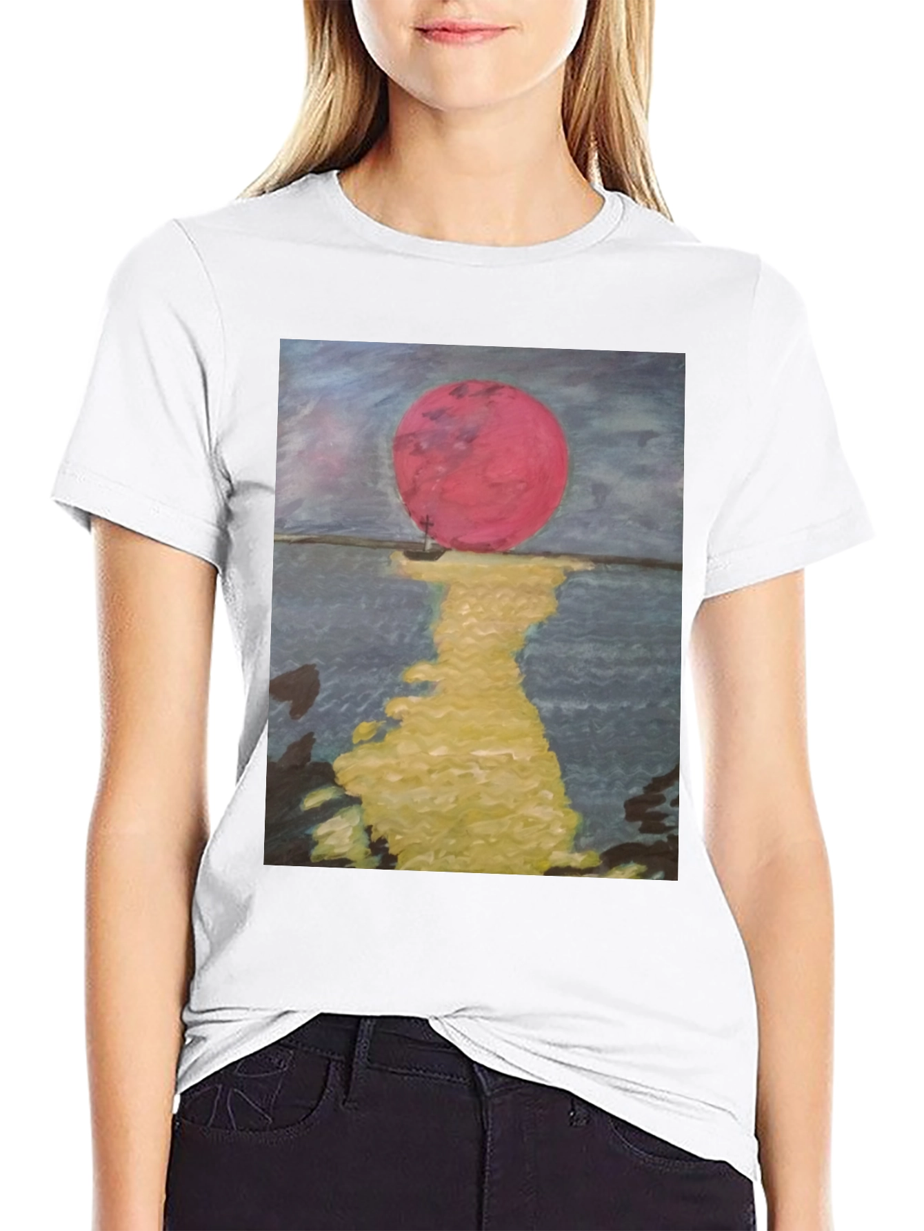 Crimson Moon Graphic Tee - Artistic Unisex T-Shirt