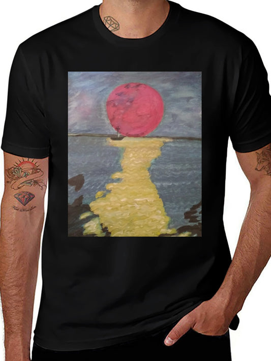 Crimson Moon Graphic Tee - Artistic Unisex T-Shirt