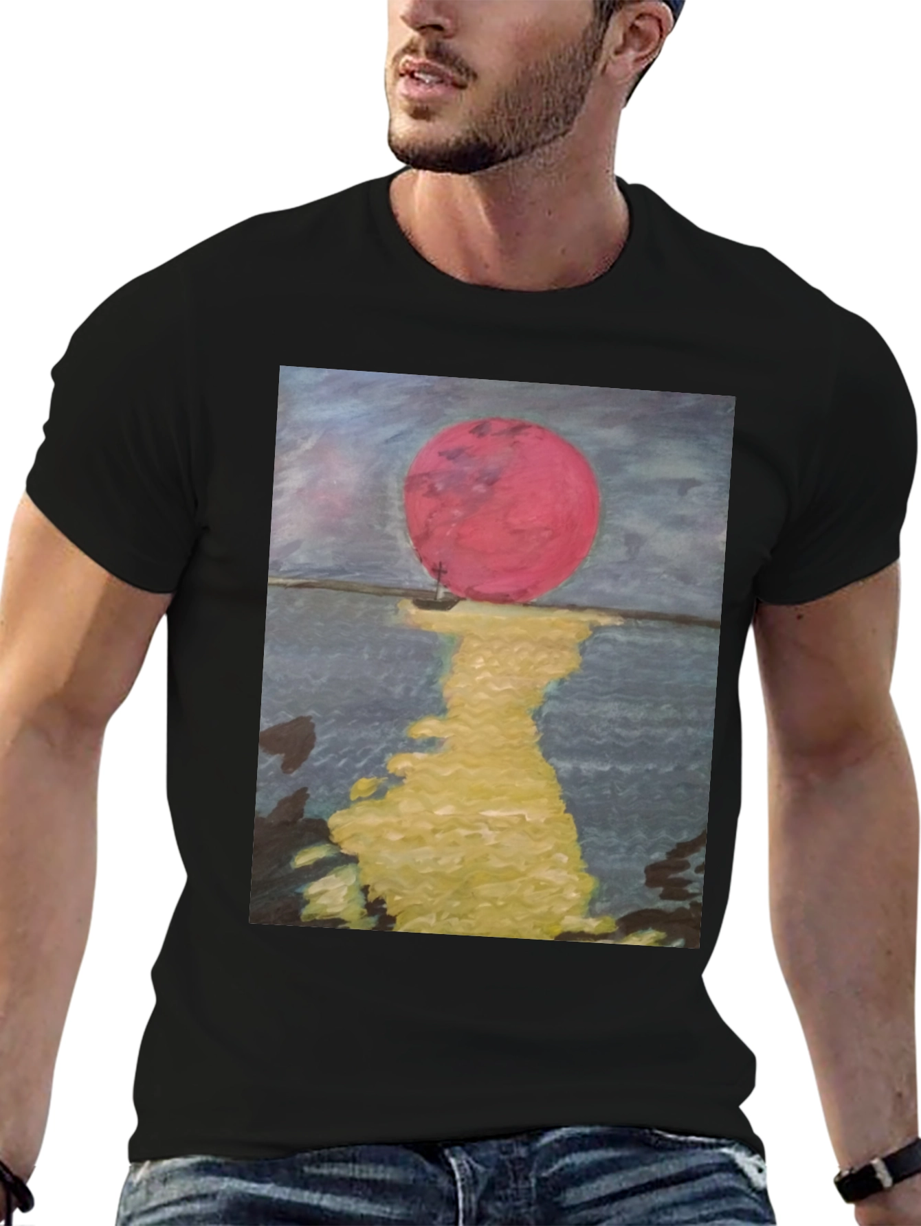 Crimson Moon Graphic Tee - Artistic Unisex T-Shirt