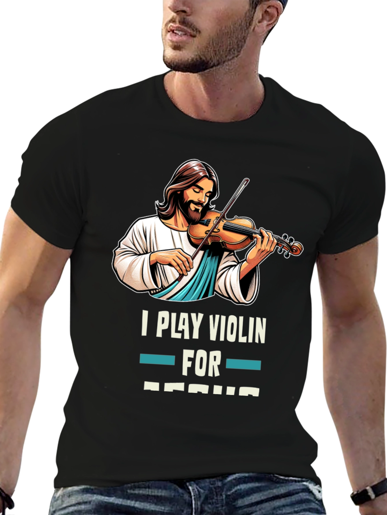 I Play Violin for Jesus T-Shirt Black