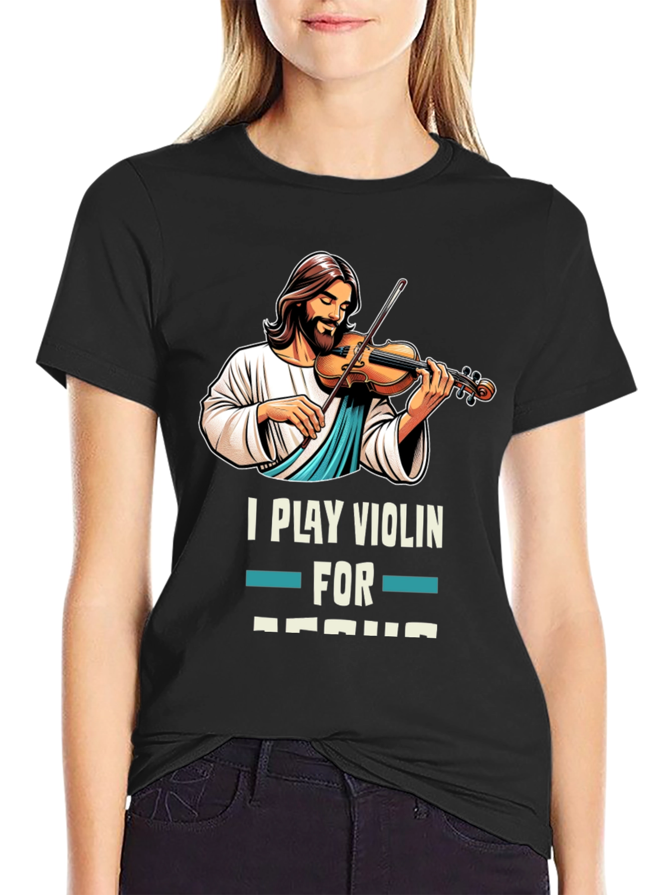 I Play Violin for Jesus T-Shirt Black