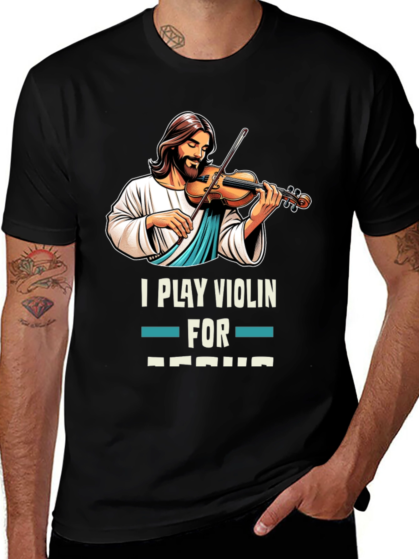 I Play Violin for Jesus T-Shirt Black