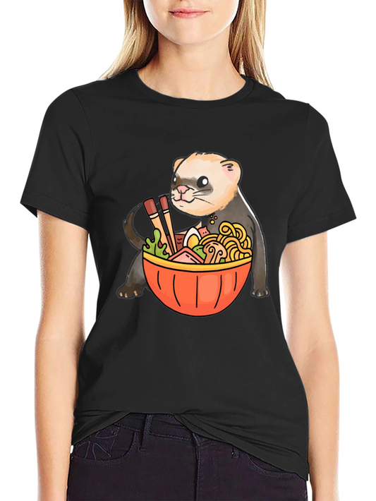 Ferret Ramen Graphic Tee - Funny Anime Style T-Shirt