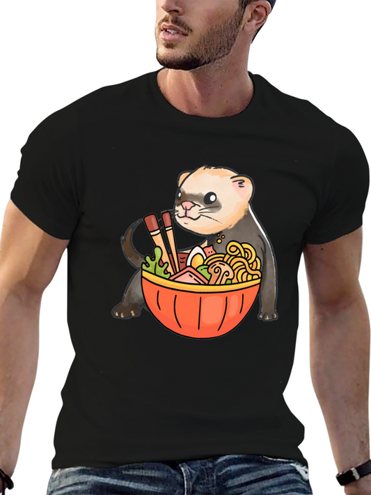 Ferret Ramen Graphic Tee - Funny Anime Style T-Shirt