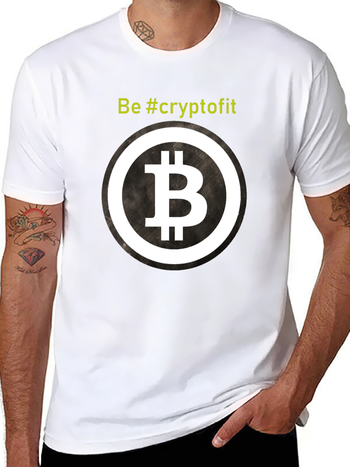 CryptoFit Black T-Shirt - Bitcoin Design