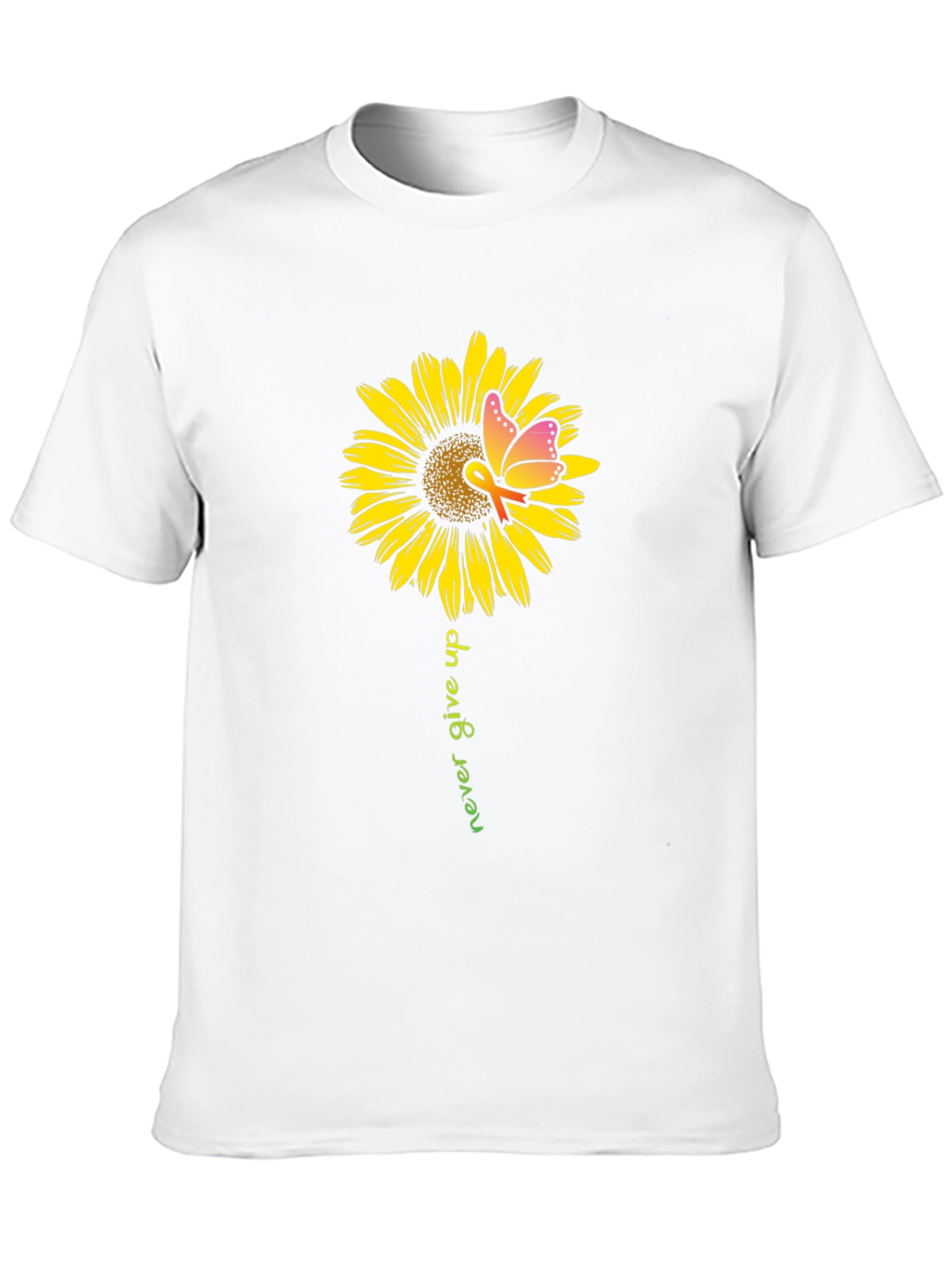 Sunflower Butterfly Never Give Up T-Shirt