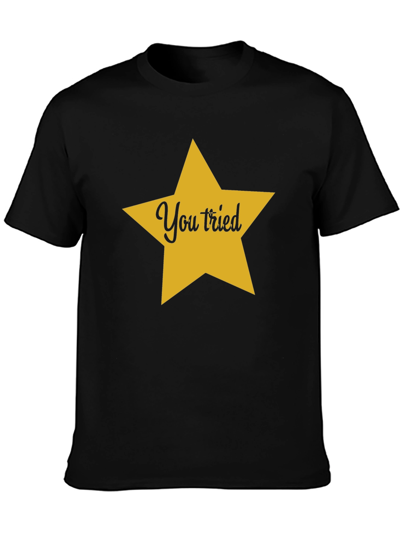 You Tried Star Graphic Tee - Black Cotton T-Shirt